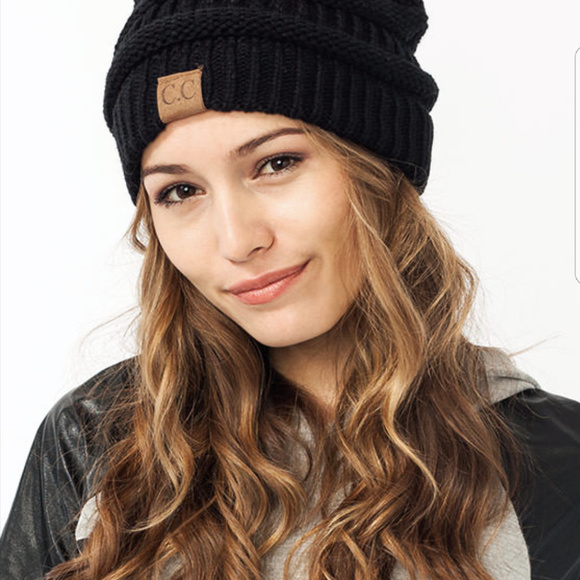 Mommy and Me Beanie Set Adult & Baby Black Hats - Picture 2 of 4